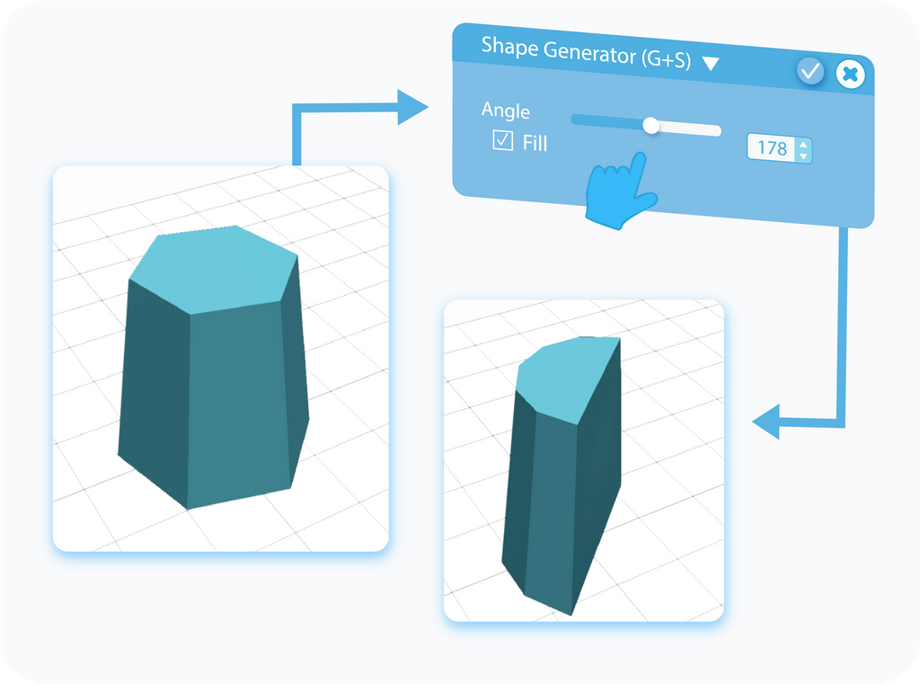 Customizing the Angle + Fill feature for Shape Generator with slider or text-box